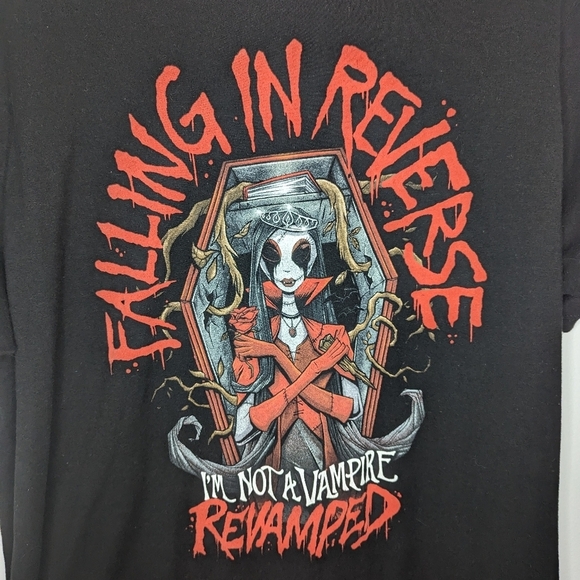 Rock me Apparel falling in reverse I'm not a vampire revamped mens Tshirt size L - Picture 2 of 3